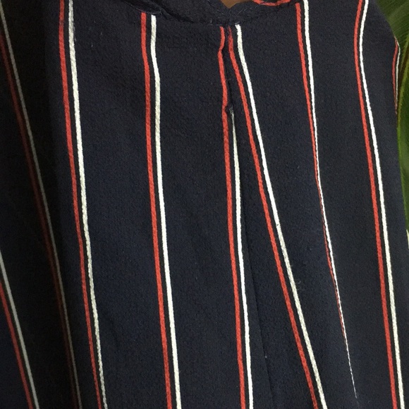 Sweet Wanderer Navy Pinstripe Flutter Sleeve Top - Picture 11 of 11